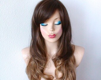 Ombre wig. Lace front wig. Brown / Dirty blonde wig. Durable Heat friendly synthetic wig for daily use or Cosplay.