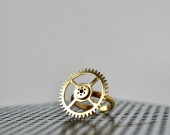 Steampunk Gear Ring - Industrial Steampunk Jewelry - Vintage Hardware Ring