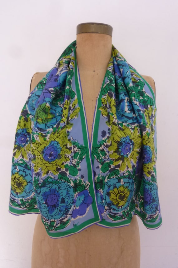Vintage Vera Neumann Scarf Floral Silk Oblong Sash by ZoomVintage