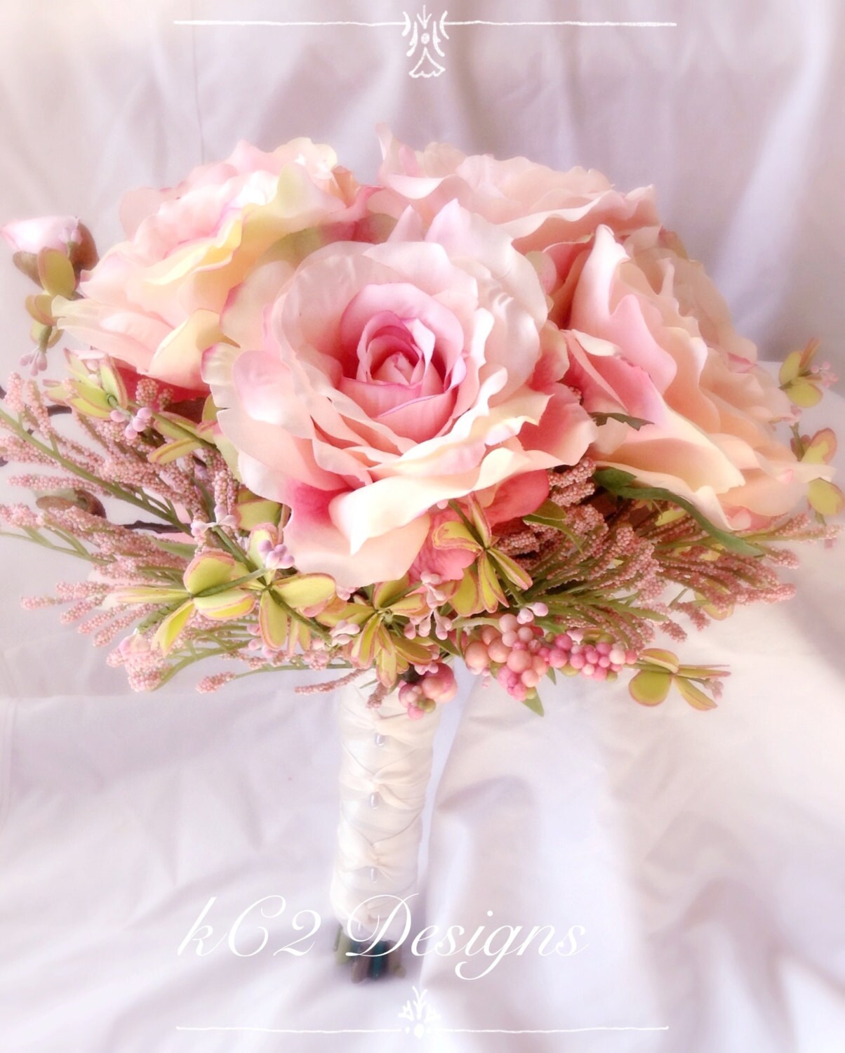 Silk flower wedding bouquet. blush wedding. Silk bouquet.