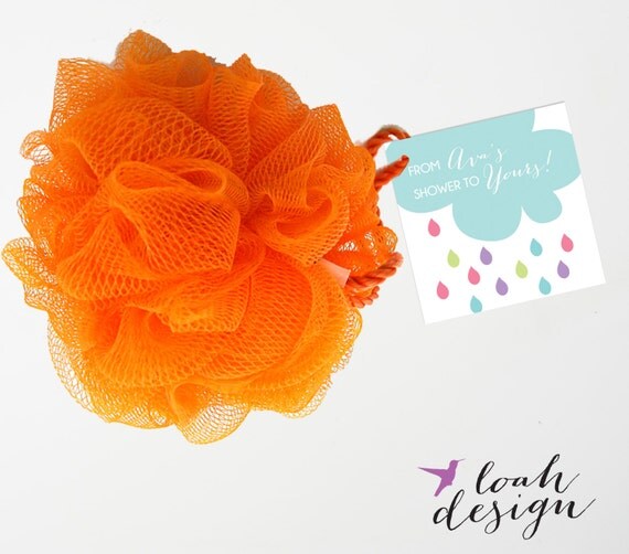 Items similar to Custom Baby Shower Favor Tags, Loofah Tags, Thank You