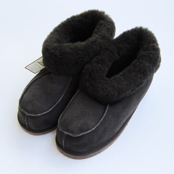 sheepskin slippers men's booties size us11 eu44 uk10 black