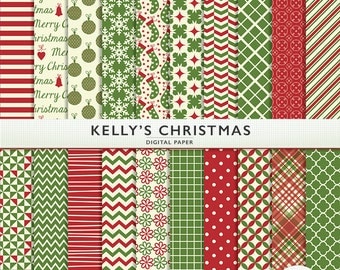 Kelly's Christmas Digital Paper - 20 sheets - Holiday - Scrapbooking Personal Commercial G7335
