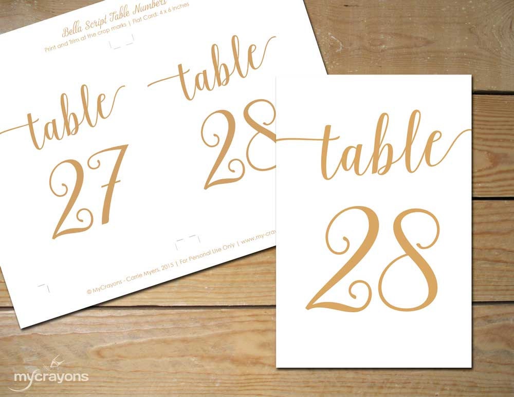 instant download printable table numbers 1 30 by