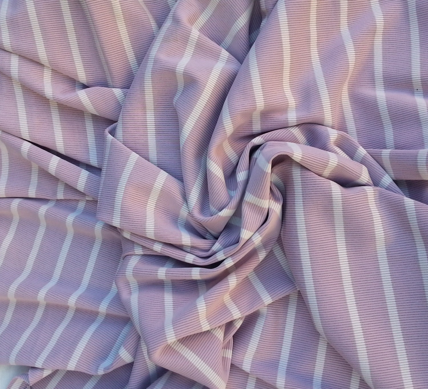 Lilac Stripe 1x1 Rib Knit Fabric Nylon Spandex by the Yard