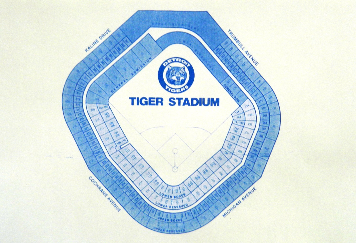 Mlb Old Detroit Tigers Stadium Blueprint By Blueprintplace On Etsy