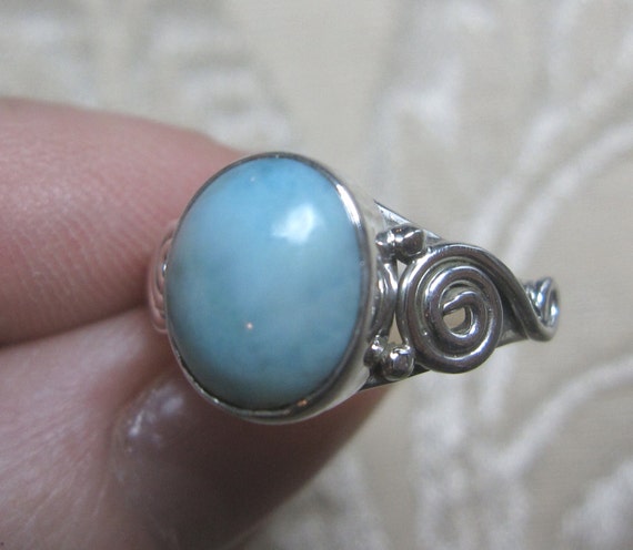 Larimar Sterling Silver Ring Size 6 and 3 Quarters