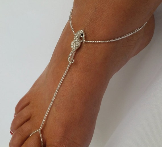 Bridal Flower Girl Seahorse Foot Jewelry Seahorse Barefoot Sandal Baby ...
