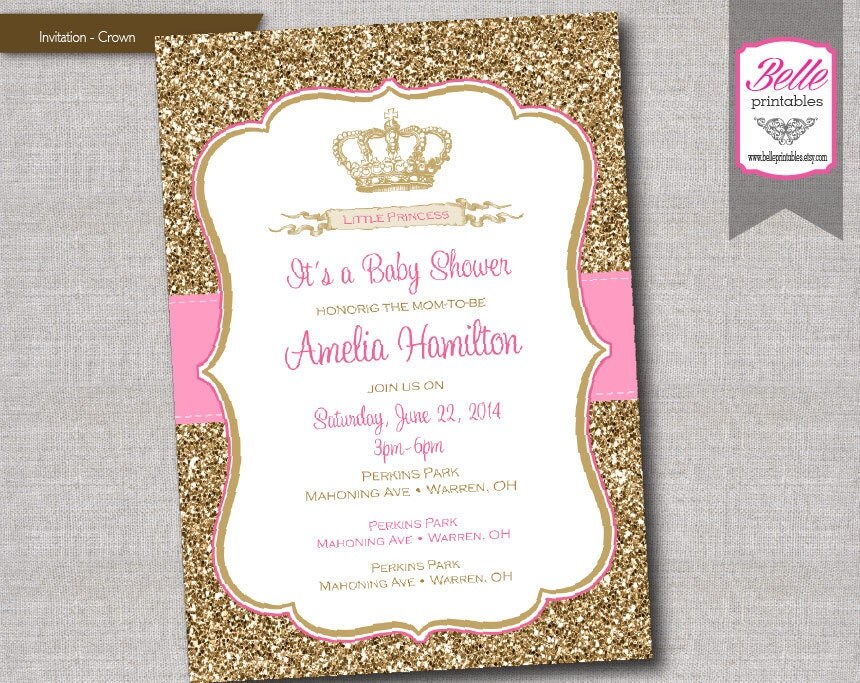 Baby Shower Invitation Princess Crown for Girl by BellePrintables