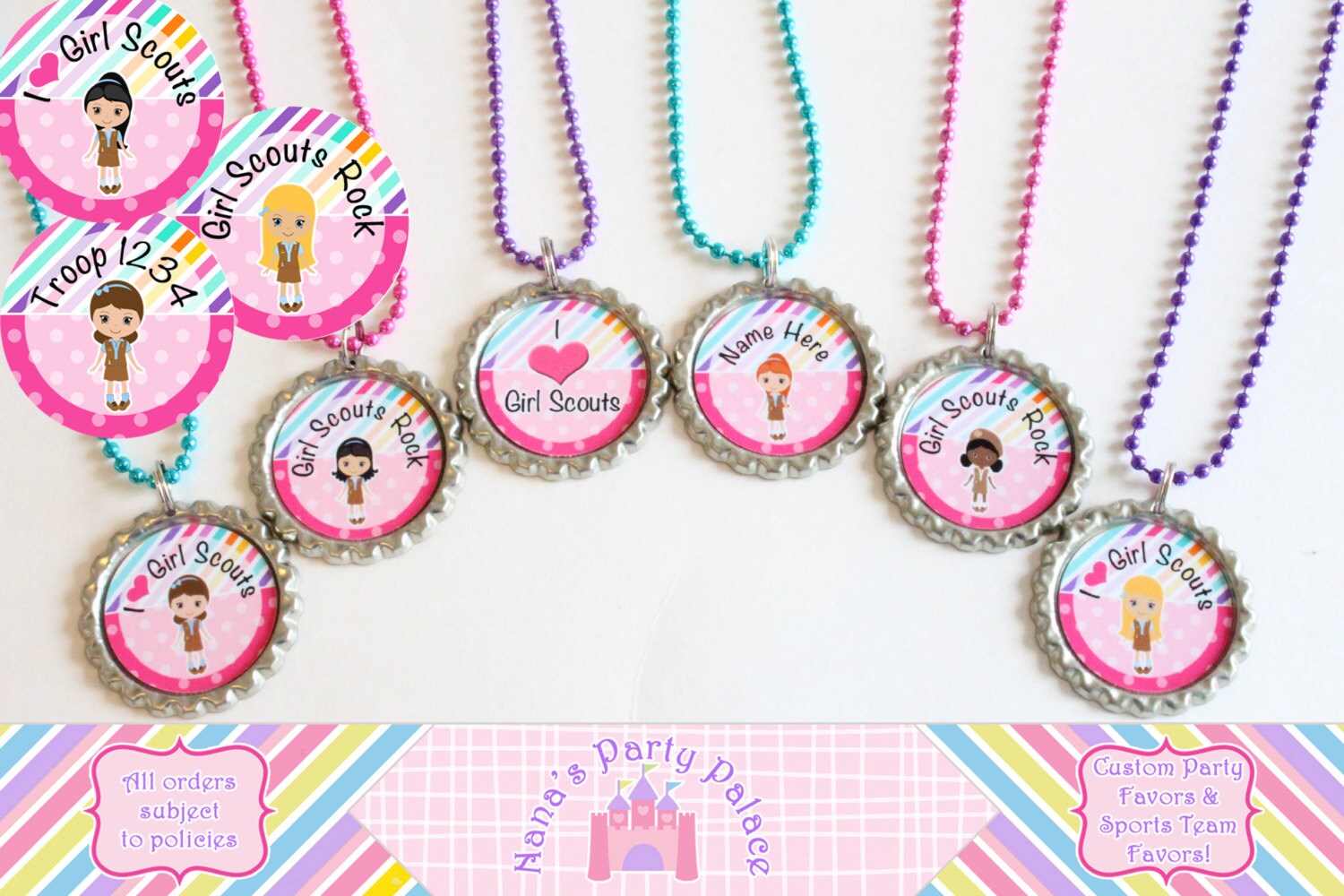 Girl Scout Brownie Necklace Girl Scouts Favor by NanasPartyPalace