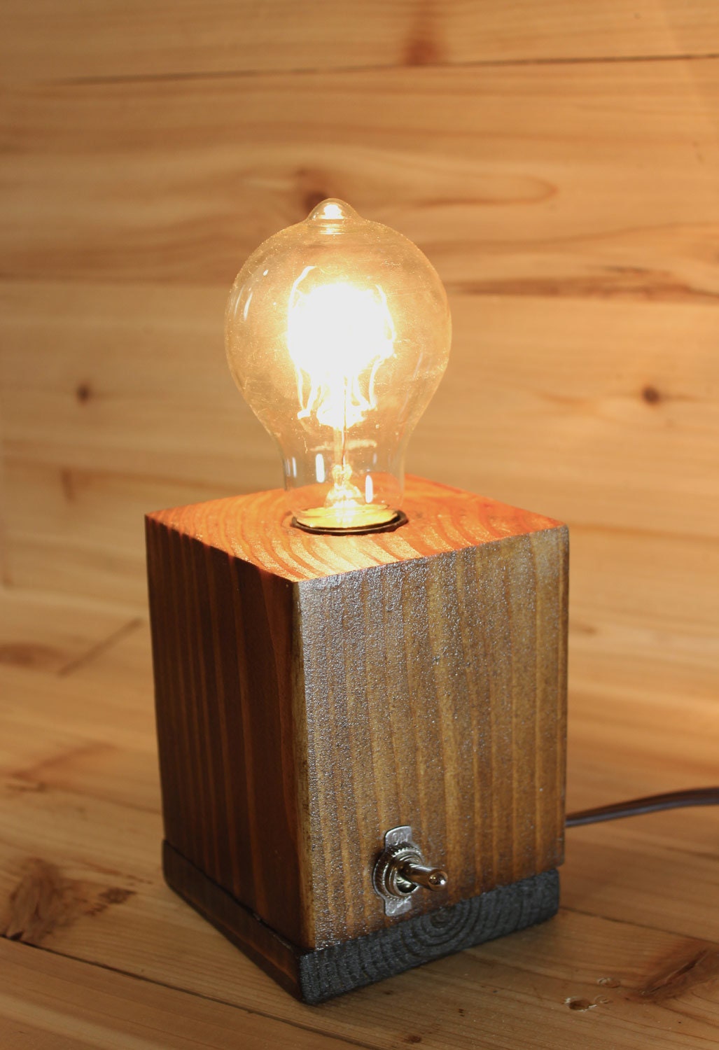 Rustic minimalist wooden table lamp by ShopOfSpot on Etsy