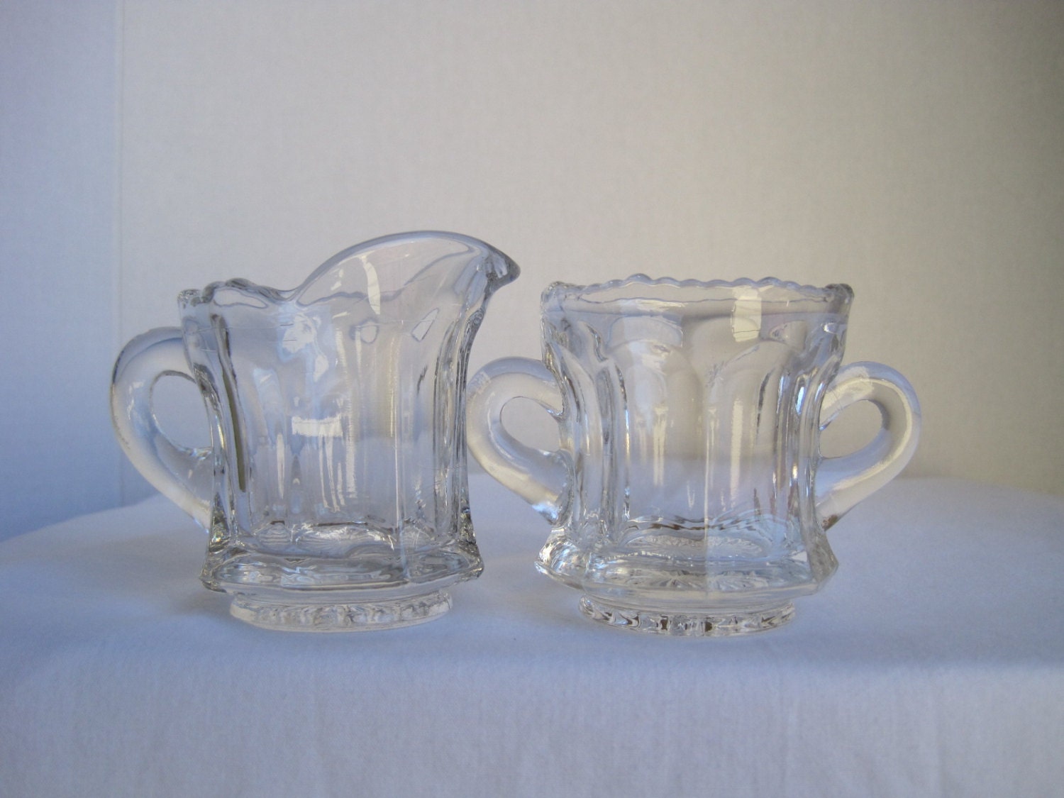 Small Glass Sugar Bowl & Cream Pitcher Haute Juice