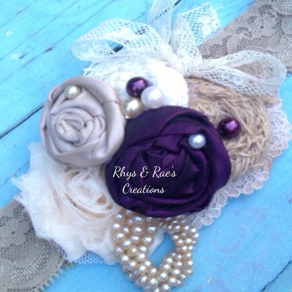 Purple Bridal Garter Eggplant Girls by RhysandRaesCreations