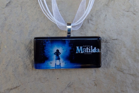 Broadway Musical Matilda Rectangle Glass Pendant and Ribbon