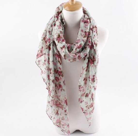 Items similar to Floral Pattern Embellished Long Scarf For Women
