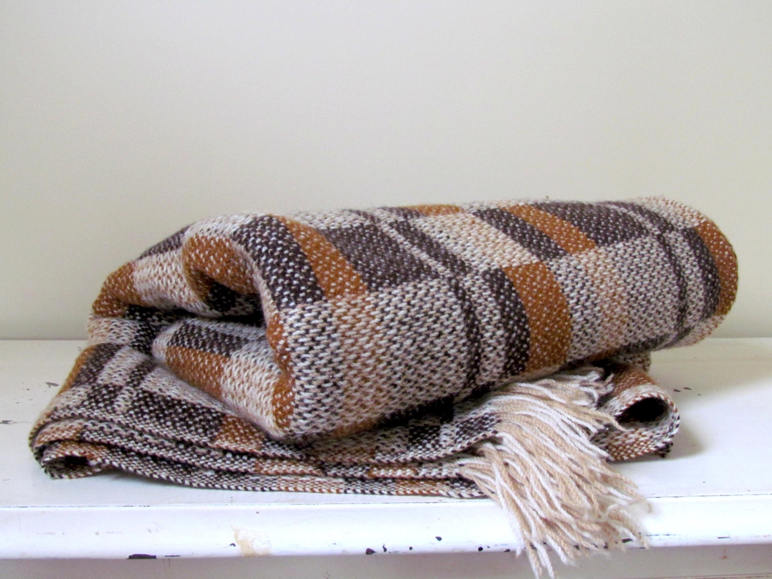 Vintage Pendleton Wool Throw Blanket In Caramel By NapaVintage