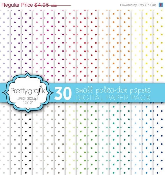 80% OFF SALE 30 polka dot digital paper, commercial use, scrapbook papers, background - PS580 Il_570xn