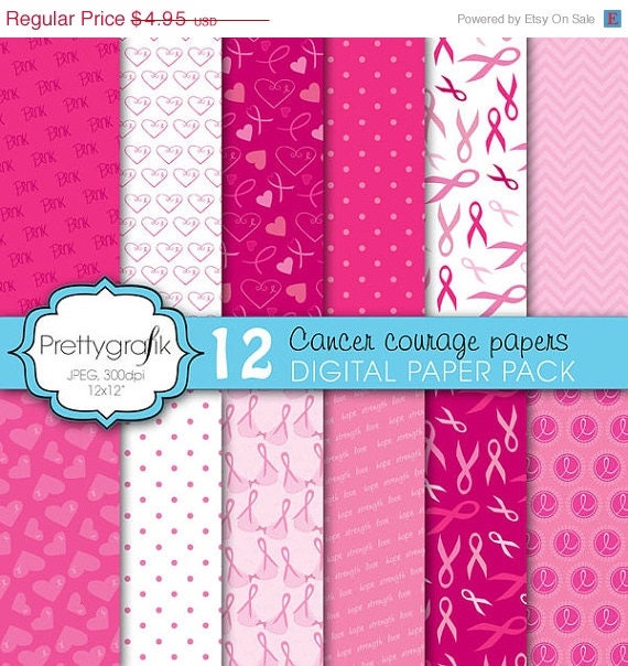80% OFF SALE cancer ribbon digital paper, commercial use, scrapbook papers, background - PS608 Il_570xn
