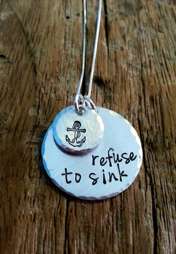 Refuse to sink anchor jewelry nautical necklace