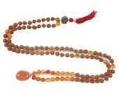 Tarini Jewels Carnelian Sacral Chakra Rudraksha Meditation Mala beads 108+1 Svadhisthana