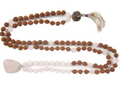 Tarini Jewels Mala Beads chakra Meditation Spiritual Japamala Energy Clarity - Rose Quartz Rudraksha