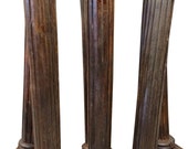 Architectural coulmns pair india teak carved accents pilasters artistic door window vintage decor