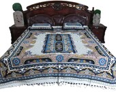 India Bed Cover Authentic Handloom Cotton Bedspread Galicha Print-3 pc set