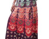 Indian Cotton Wrap skirt Ethnic Indian Hand Block Printed maroon wrap around barmeri Skirt