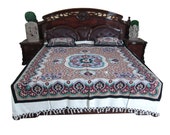 Indian Bedding Bedcover Cotton Brown Queen Bedspread Pillow Covers 3 Pcs