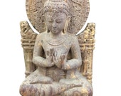 Garden Buddha Statue Handmade Sandstone Sculpture-Teaching "DHARMACHAKRA" Mudra 33"