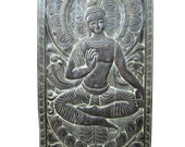 Budha Decor Yoga Wall Art Indian Buddha Teaching Mudra Door Wood Carving 72x36