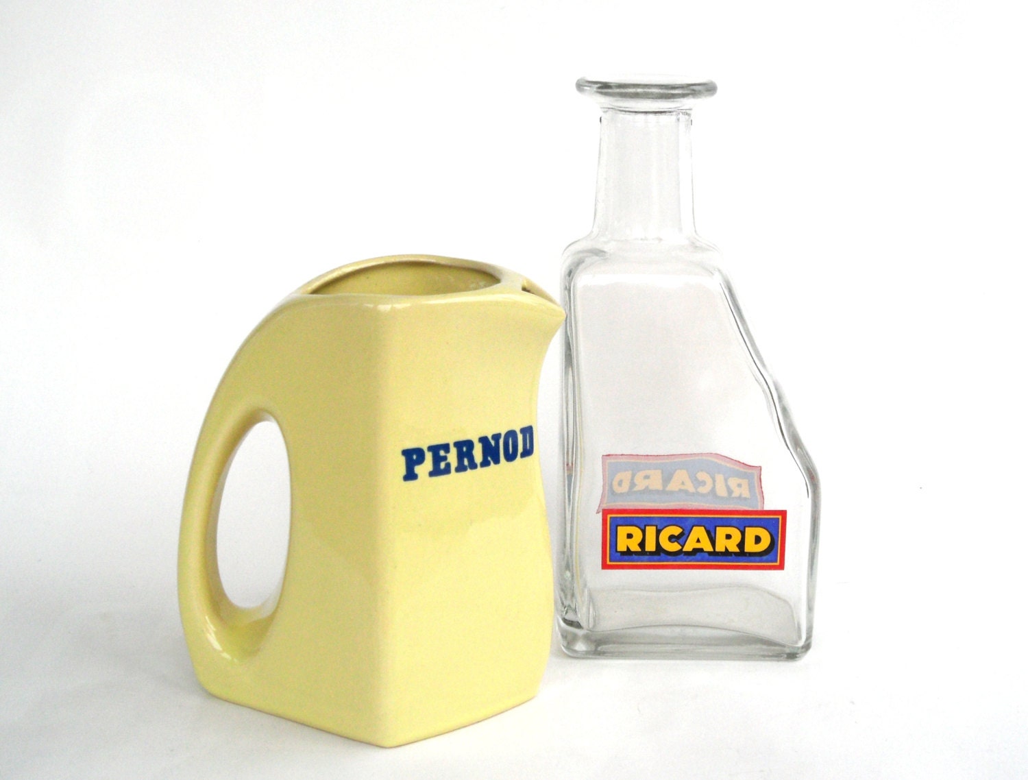 Set Ricard Pernod water pitcher jug and Ricard bottle retro