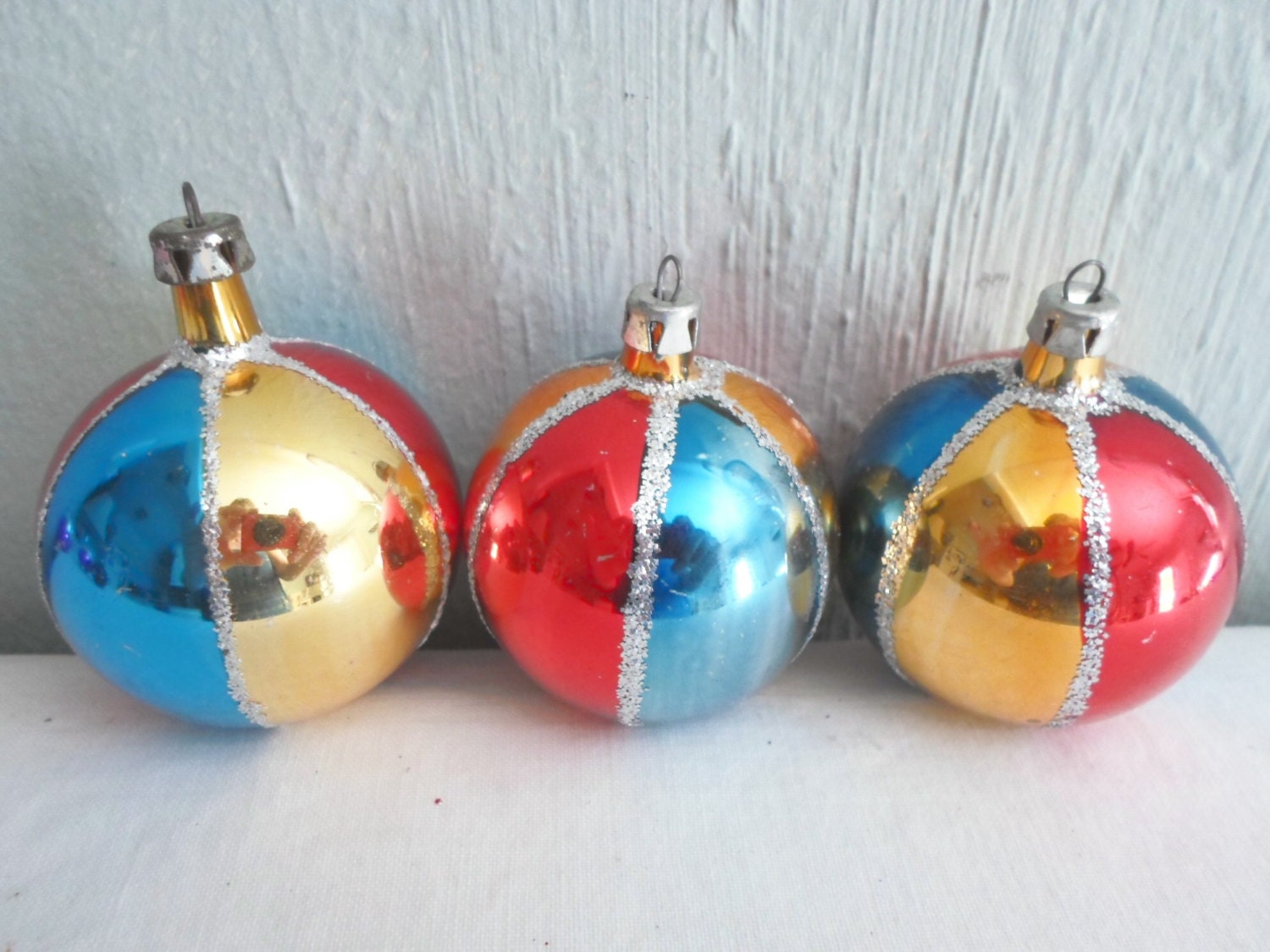 3 vintage poland balloon glass christmas ornaments red blue 3 vintage poland balloon glass christmas ornaments red blue