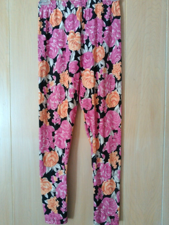 Pink Floral Leggings by LivingLeggings on Etsy