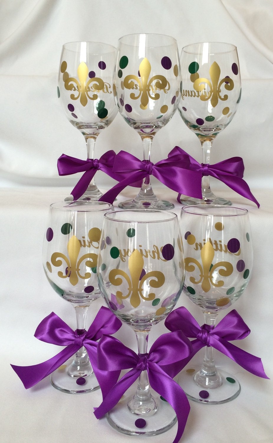 mardi gras wine glasses