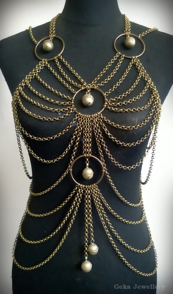 Body Chain Harness Tribal fusion belly dance by Gekajewellery