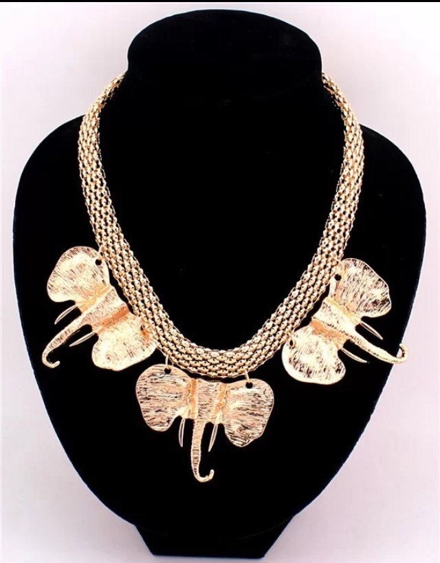 African Elephant Statement Necklace