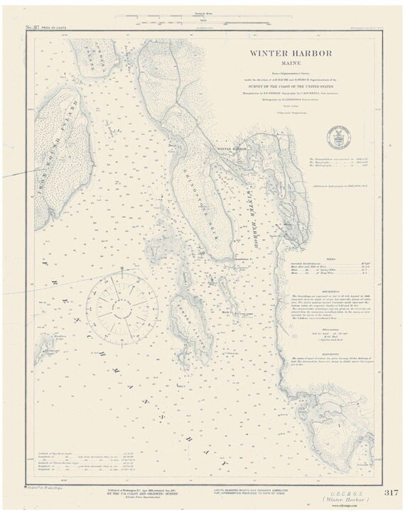 Winter Harbor Maine 1919 Nautical Map Harbors 5 317 Reprint