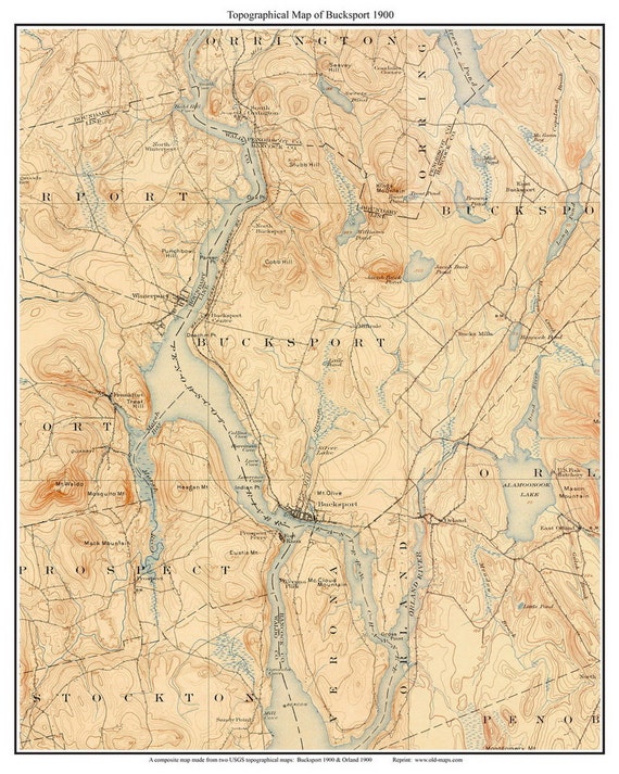 Bucksport 1900 Old Topographic Map USGS Custom Composite