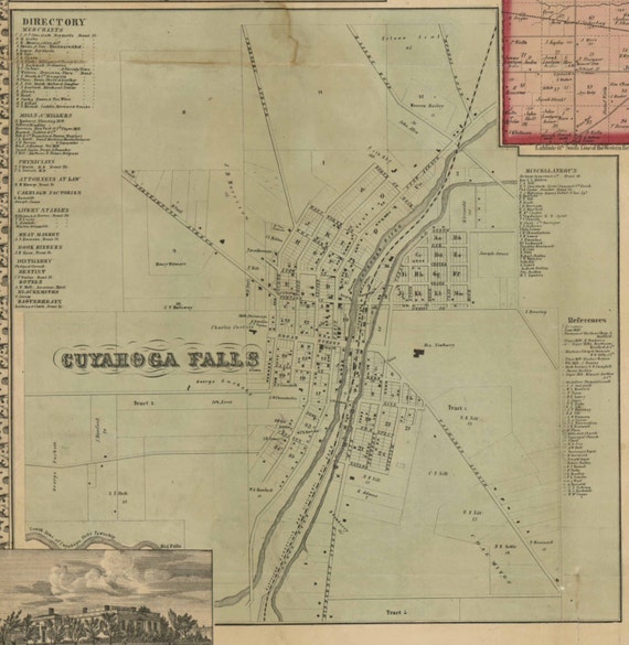 Summit County Ohio 1856 Wall Map Reprint with Homeowner by Oldmap