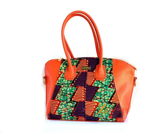 Items similar to African Fabric Bag, African Bag , Coral Afrocentric ...