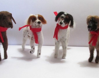Pet dog sculpture, detailed bespoke needle felted dog ornament. Wool puppy for dog owners