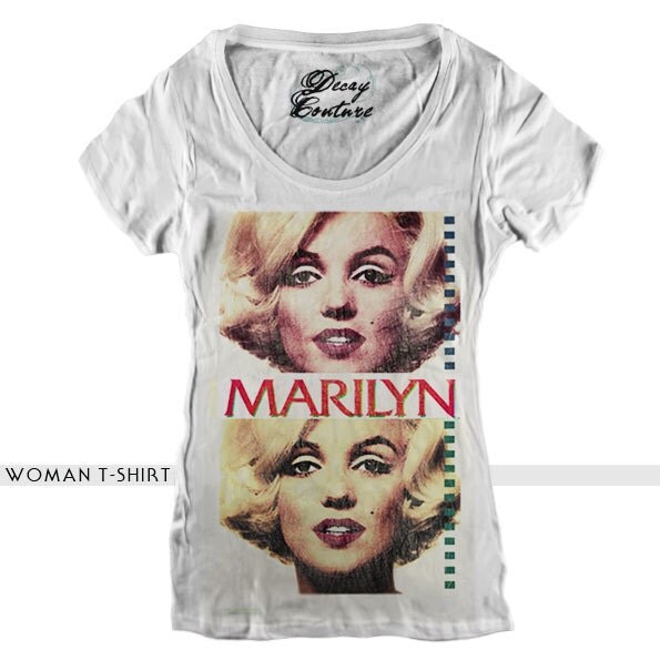 MARILYN MONROE woman t-shirt scoop neck white by DecayCouture