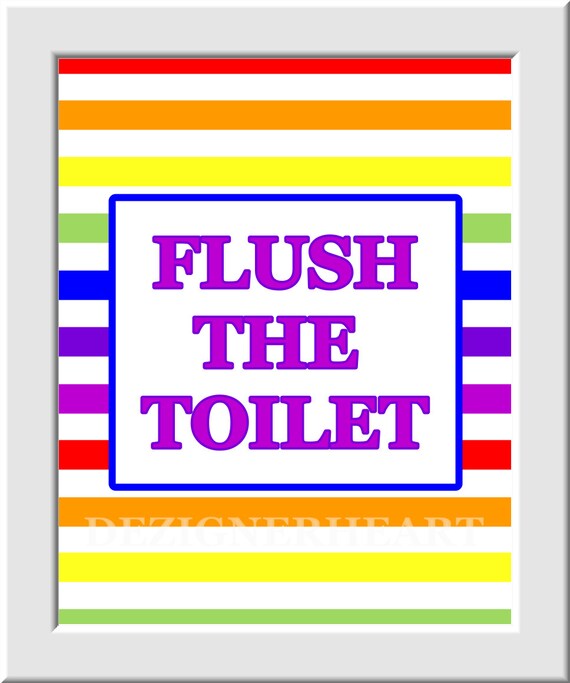 Kids Bathroom Wall Art Rainbow Colors Wash Brush Hang Flush