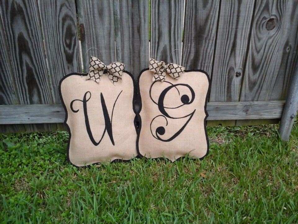 2 initial door hangers by Shutyafrontdoor on Etsy