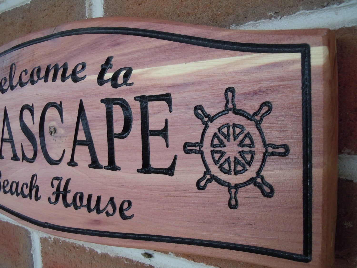 Beach House Outdoor Sign Personalized Wooden Carved