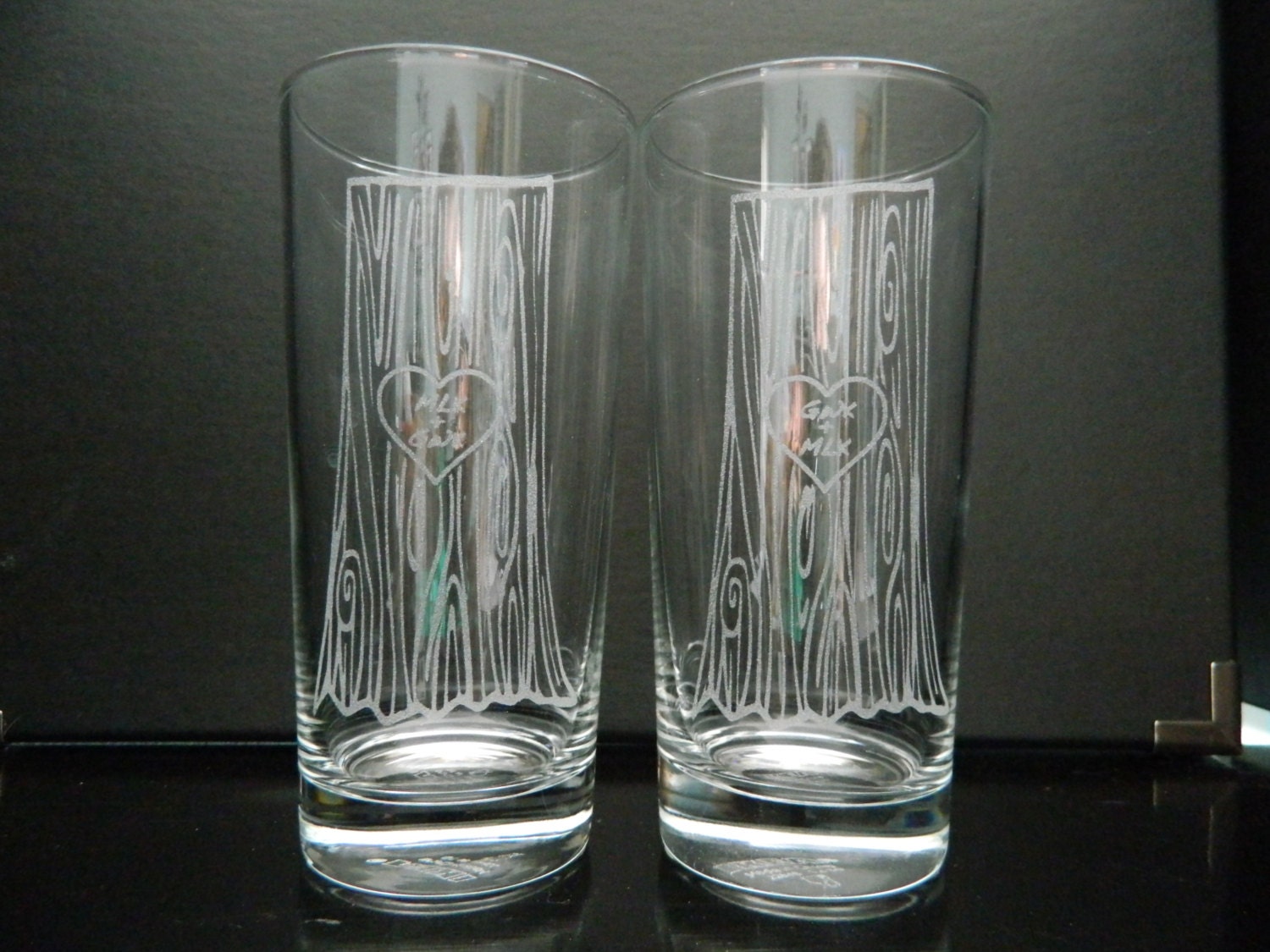 Etched Drinking Glasses Romantic & Sweet Gift Monogrammed