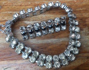 Vintage rhinestone brooch and bracelet