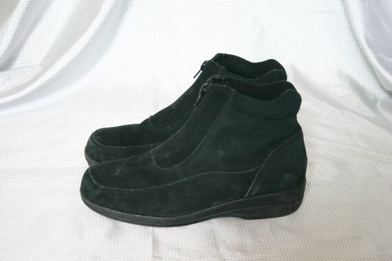 90s Zip Front High top Suede Shoes / hiking boots 8