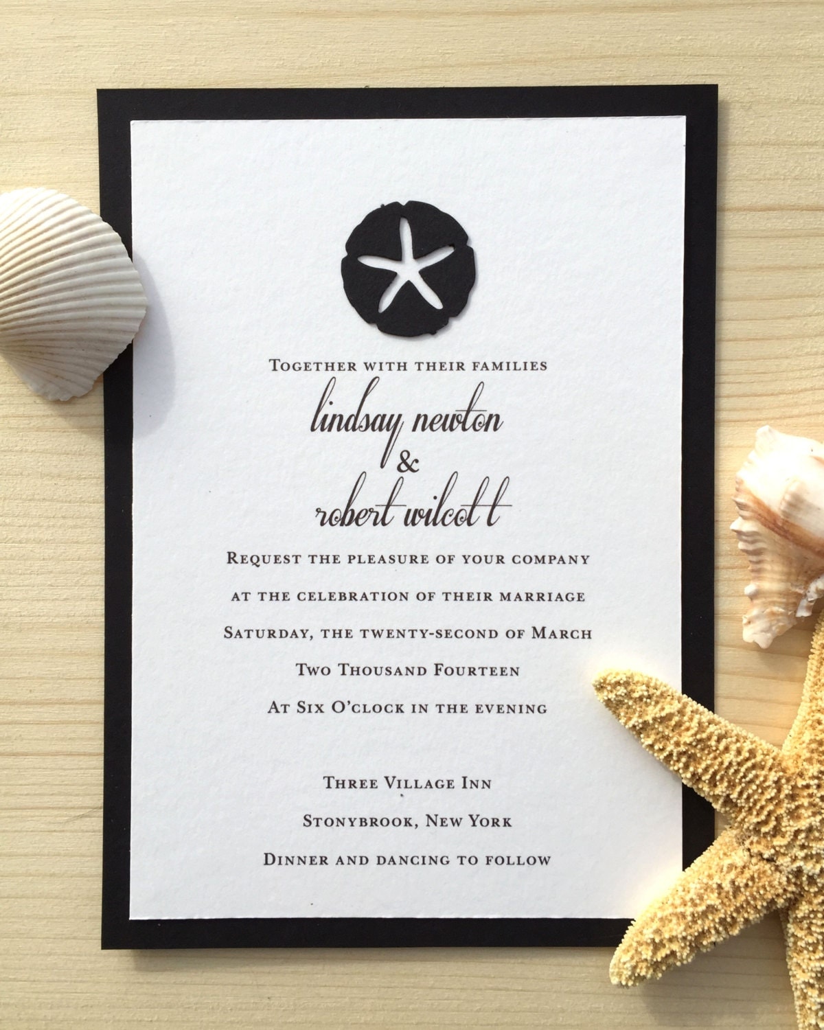 Black And White Beach Wedding Invitations 6